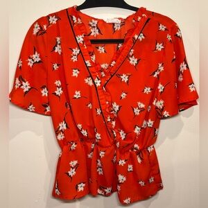 Sienna Sky Sheer Floral Peplum Blouse